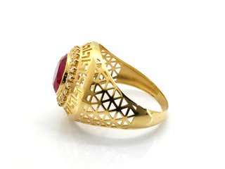 Sello Oro 18K tipo Versace con Rubí y Circonitas