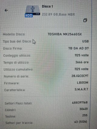 HDD Toshiba 250 GB