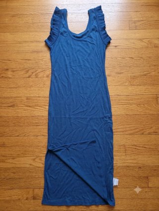 Abito lungo blu con spacco