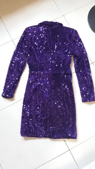 NUEVO Zara espectacular traje lentejuelas lila S