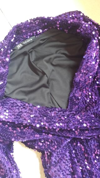 NUEVO Zara espectacular traje lentejuelas lila S