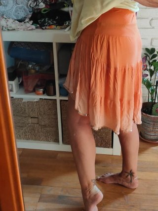 Falda coral hippie con lentejuelas