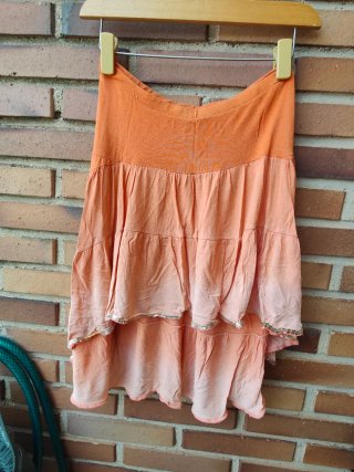 Falda coral hippie con lentejuelas