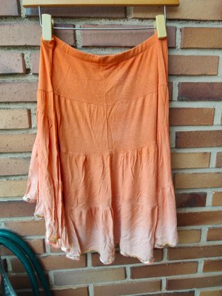 Falda coral hippie con lentejuelas