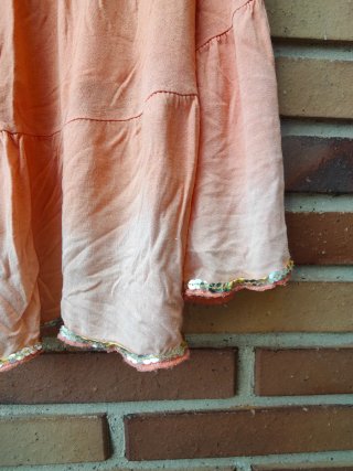 Falda coral hippie con lentejuelas