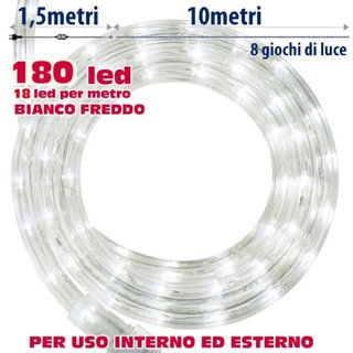 Tubo Luminoso Natalizio 10 Metri LED Bianco Freddo con