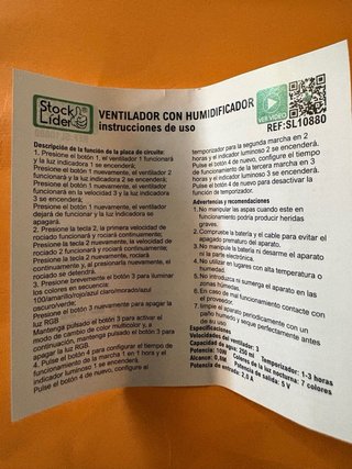 Ventilador Humidificador Stock Líder SL10880