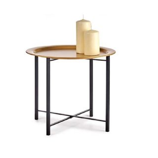 Tavolino con Vassoio Tondo da Salotto Moderno 52,5 x 44 x