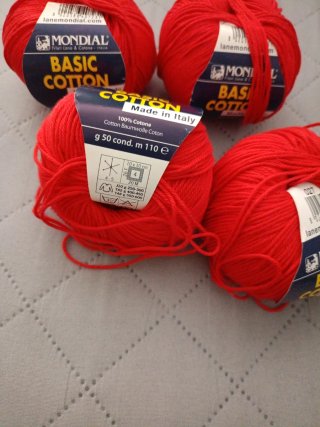 4 Ovillos Mondial Basic Cotton Rojo