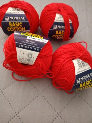 4 Ovillos Mondial Basic Cotton Rojo