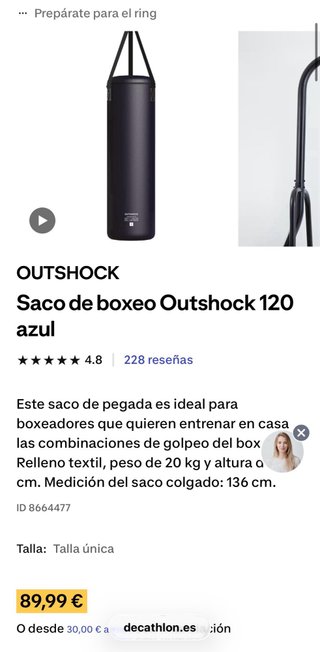 Saco Boxeo Outshock Decathlon azul marino