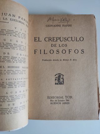 El crepúsculo de los filósofos. Papini. Año 1936.