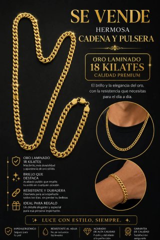 Cadena y Pulsera Oro Laminado 18k