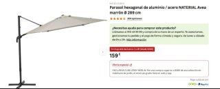 Parasol exterior Hexagonal 289cm pesos y funda