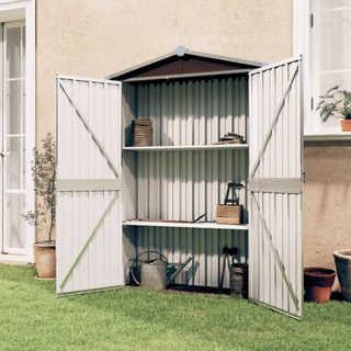Box Porta Attrezzi Capanno da Giardino Marrone in Acciaio