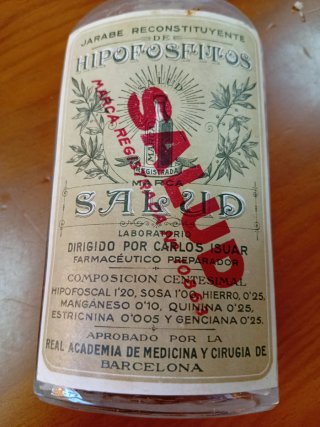 Bote antiguo vacío Hipofosfitos Salud