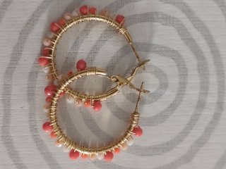 Pendientes aro artesanales naranja 3cm