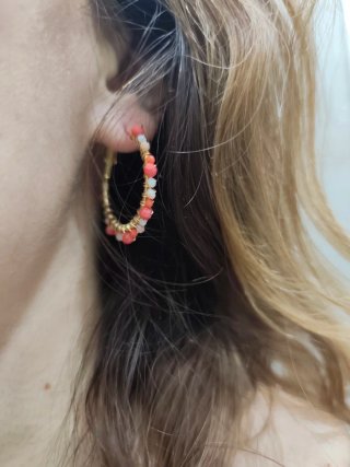 Pendientes aro artesanales naranja 3cm