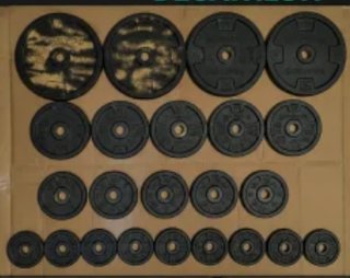 Lote discos pesas 20kg, 10kg, 5kg, 2.5kg