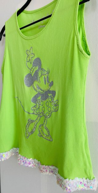 Camiseta Minnie Mouse Disney Verde Lima Lentejuela