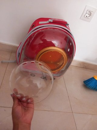 Bolso Transportín Mascotas Transparente Rojo