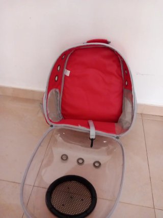 Bolso Transportín Mascotas Transparente Rojo
