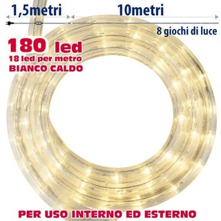 Tubo Luminoso a LED per Esterno Bianco Caldo 10 Metri con