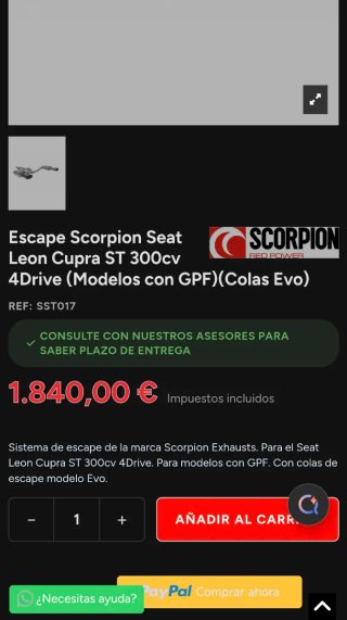 Línea de escapes Cupra ST 300cv