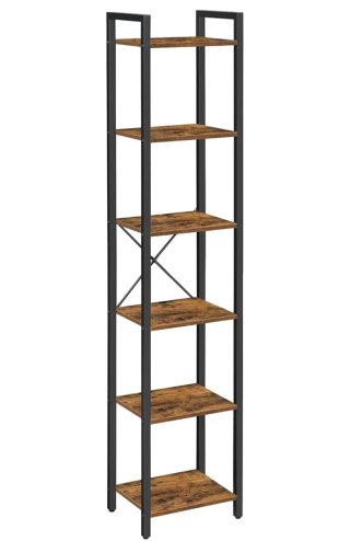 Conjunto estanterías Madera y Metal Negro