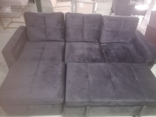 Sofá Cama Chaise Longue Negro/Gris