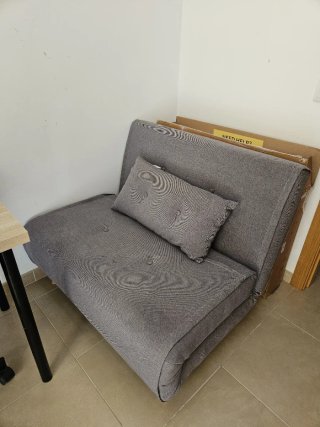 Sofá Cama Individual Gris Tela