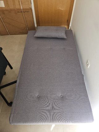 Sofá Cama Individual Gris Tela