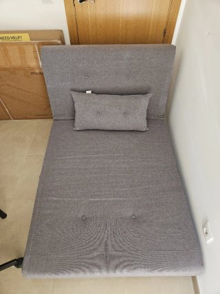 Sofá Cama Individual Gris Tela