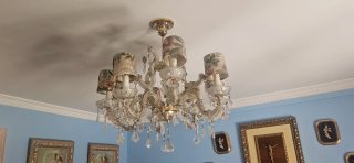 Lámpara de cristal 8 brazos con tulipas florales
