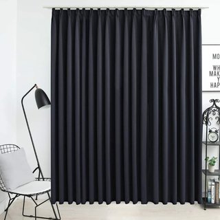 Tenda Oscurante con Ganci in Metallo Nera 290x245 cm Design