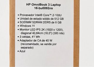 HP OMNIBOOK 3 Laptop 512GB Azul