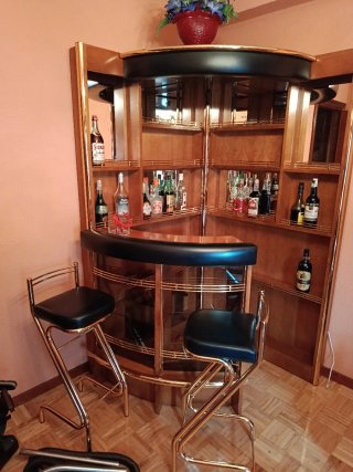 Mueble Bar Esquinero Madera y Metal