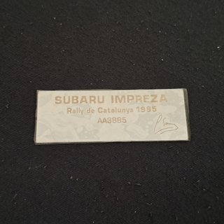 Certificado + chapa Subaru Impreza Scalextric