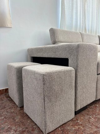 Sofá Cama Modular Beige con puff - Envio gratis