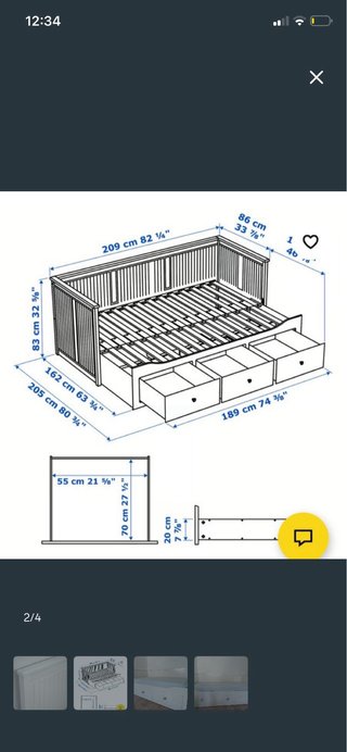 Cama nido Ikea Hemnes 80x200 con colchón