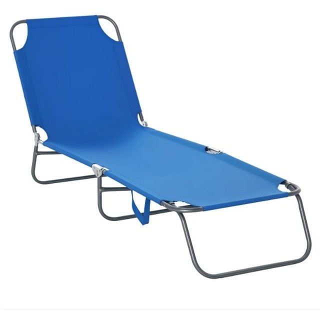 Lettino Pieghevole da Giardino Blu e Grigio