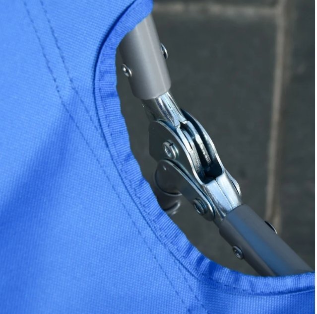 Lettino Pieghevole da Giardino Blu e Grigio