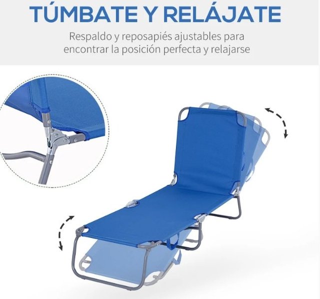 Lettino Pieghevole da Giardino Blu e Grigio