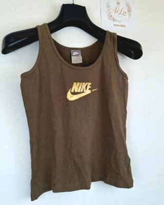 Camiseta sin mangas Nike Vintage Marrón Logo Dorad