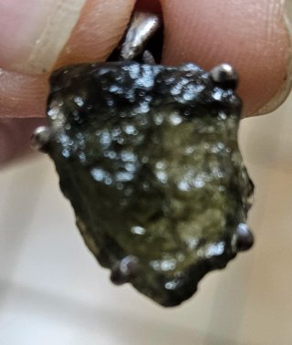 Auténtica Moldavita con baño de plata 925