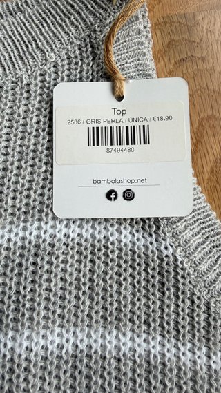 Top Bambola gris, talla única, nuevo con etiqueta