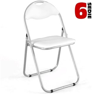 Set 6 Pezzi Sedie Imbottite Pieghevoli Colore Sedia Bianco