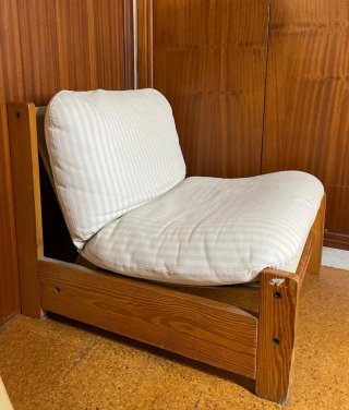 Sillón Vintage Años 70 Madera y Tela