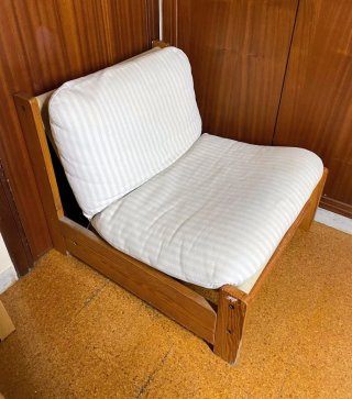 Sillón Vintage Años 70 Madera y Tela