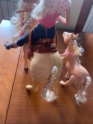 Muñeca y 2 caballos con accesorios